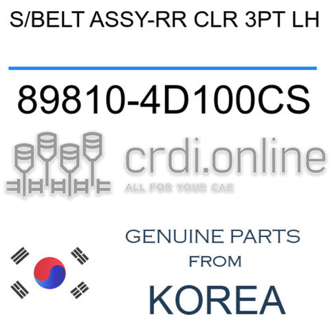 S/BELT ASSY-RR CLR 3PT LH [ORIGINAL] 89810-4D100CS 898104D100CS 89810 4D100CS