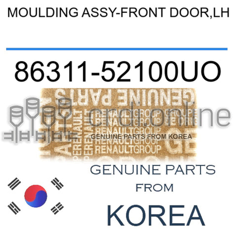 MOULDING ASSY-FRONT DOOR,LH [ORIGINAL] 86311-52100UO 8631152100UO 86311 52100UO