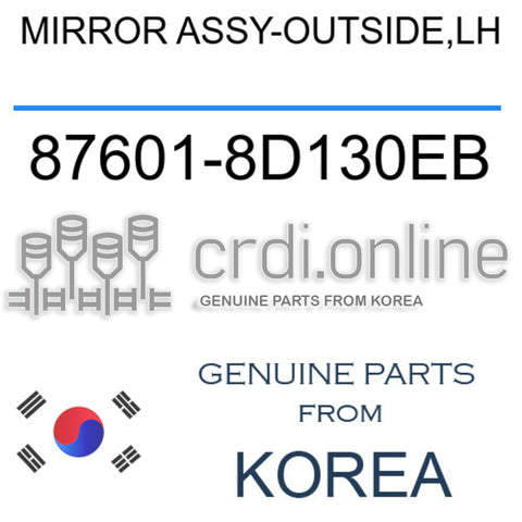 MIRROR ASSY-OUTSIDE,LH [ORIGINAL] 87601-8D130EB 876018D130EB 87601 8D130EB