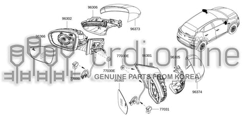 COVER-MIRROR BODYLH 96373-5760R 963735760R 96373 5760R