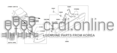 LAMP ASSY-REAR COMBINATION & FINISHER 53805-51100 5380551100 53805 51100