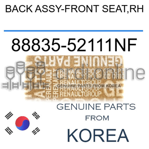 BACK ASSY-FRONT SEAT,RH [ORIGINAL] 88835-52111NF 8883552111NF 88835 52111NF