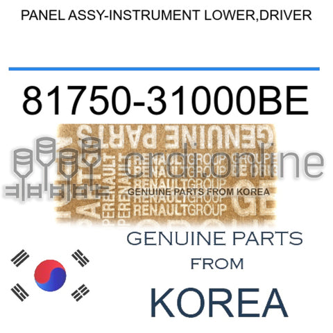 PANEL ASSY-INSTRUMENT LOWER,DRIVER [ORIGINAL] 81750-31000BE 8175031000BE 81750 31000BE