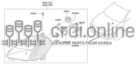 BODY ASSY-HEAD LAMPLH 53511-52200 5351152200 53511 52200
