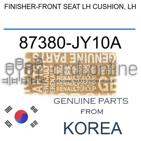 FINISHER-FRONT SEAT LH CUSHION, LH [ORIGINAL] 87380-JY10A 87380JY10A 87380 JY10A