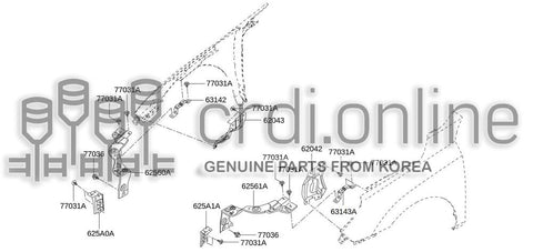 SUPPORT ASSY-MOUNTING LH FRRONT FENDER [ORIGINAL] 63143-6869R 631436869R 63143 6869R