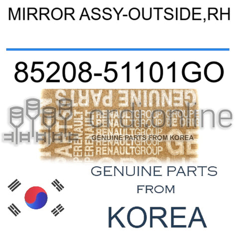 MIRROR ASSY-OUTSIDE,RH [ORIGINAL] 85208-51101GO 8520851101GO 85208 51101GO