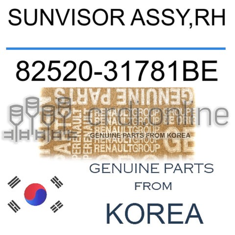 SUNVISOR ASSY,RH [ORIGINAL] 82520-31781BE 8252031781BE 82520 31781BE