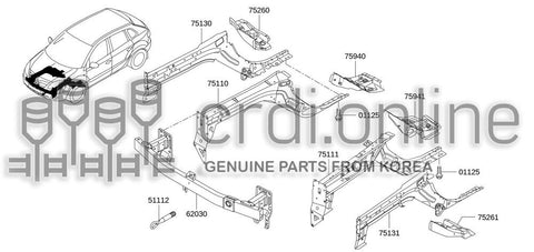 CLOSING PLATE ASSY-SIDE MEMBERRH 75130-JG00A 75130JG00A 75130 JG00A