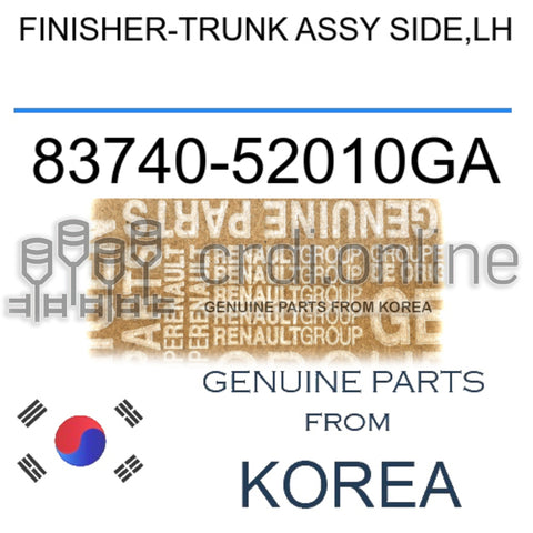 FINISHER-TRUNK ASSY SIDE,LH [ORIGINAL] 83740-52010GA 8374052010GA 83740 52010GA