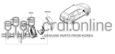 OUTSIDE MIRROR - BODY RH 96303-4522R 963034522R 96303 4522R