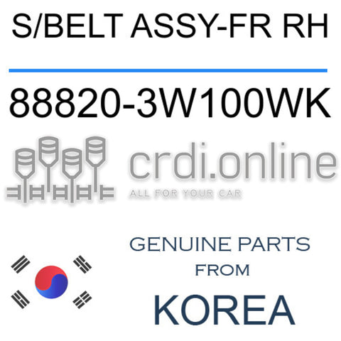 S/BELT ASSY-FR RH [ORIGINAL] 88820-3W100WK 888203W100WK 88820 3W100WK