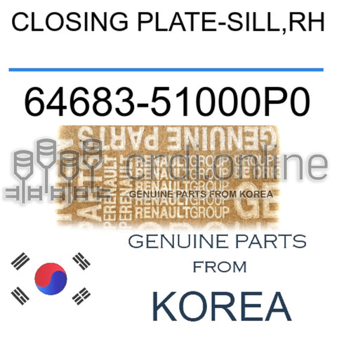 CLOSING PLATE-SILL,RH [ORIGINAL] 64683-51000P0 6468351000P0 64683 51000P0