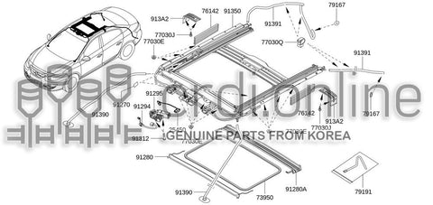 DRAIN CHANNEL-SUNROOF 91280-4589R 912804589R 91280 4589R