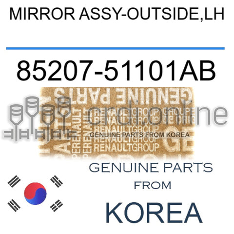 MIRROR ASSY-OUTSIDE,LH [ORIGINAL] 85207-51101AB 8520751101AB 85207 51101AB