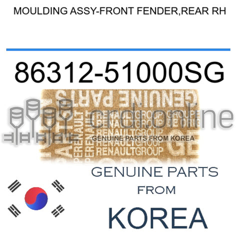 MOULDING ASSY-FRONT FENDER,REAR RH [ORIGINAL] 86312-51000SG 8631251000SG 86312 51000SG