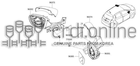 MIRROR ASSY-DOORRH 96301-5130R 963015130R 96301 5130R