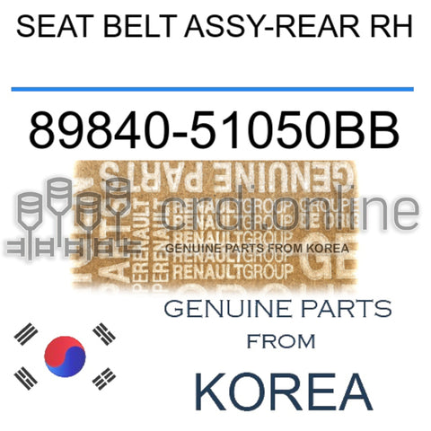SEAT BELT ASSY-REAR RH [ORIGINAL] 89840-51050BB 8984051050BB 89840 51050BB