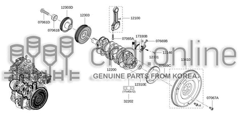 BOLT-PULLEYCRANKSHAFT 12309-1465R 123091465R 12309 1465R