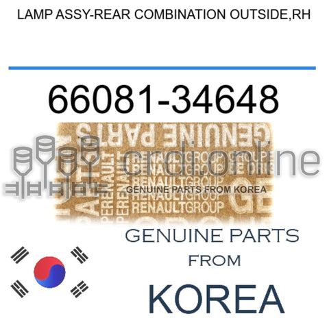 LAMP ASSY-REAR COMBINATION OUTSIDE,RH [ORIGINAL] 66081-34648 6608134648 66081 34648