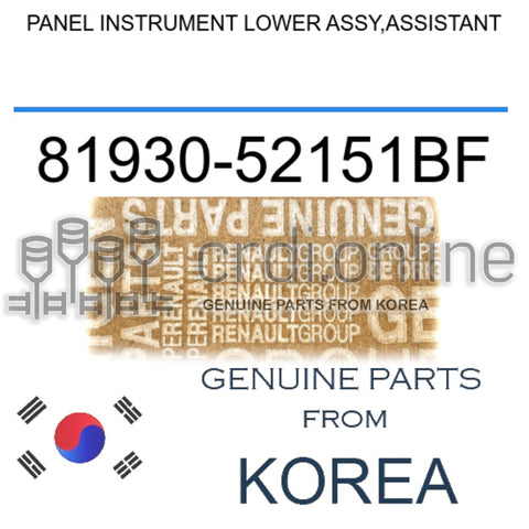 PANEL INSTRUMENT LOWER ASSY,ASSISTANT [ORIGINAL] 81930-52151BF 8193052151BF 81930 52151BF