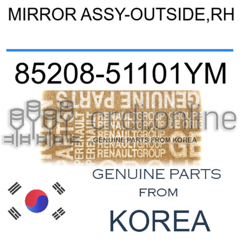 MIRROR ASSY-OUTSIDE,RH [ORIGINAL] 85208-51101YM 8520851101YM 85208 51101YM