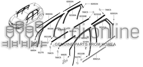 GLASS RUN-REAR DOOR WINDOWRH 82330-8301R 823308301R 82330 8301R
