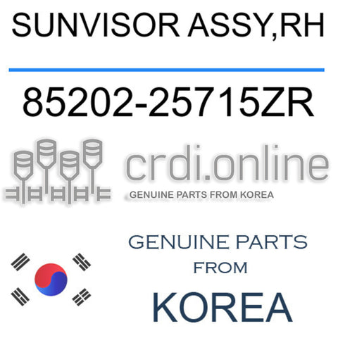 SUNVISOR ASSY,RH [ORIGINAL] 85202-25715ZR 8520225715ZR 85202 25715ZR