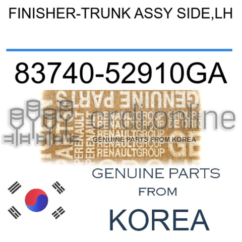 FINISHER-TRUNK ASSY SIDE,LH [ORIGINAL] 83740-52910GA 8374052910GA 83740 52910GA