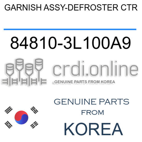 GARNISH ASSY-DEFROSTER CTR [ORIGINAL] 84810-3L100A9 848103L100A9 84810 3L100A9