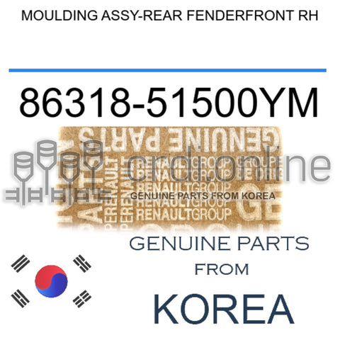 MOULDING ASSY-REAR FENDERFRONT RH [ORIGINAL] 86318-51500YM 8631851500YM 86318 51500YM