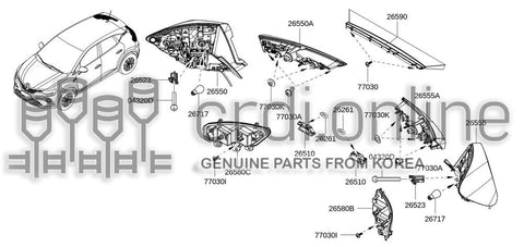 LAMP ASSY-REAR COMBINATION OUTSIDERH 26550-7894R 265507894R 26550 7894R