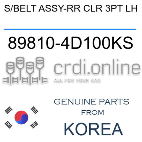 S/BELT ASSY-RR CLR 3PT LH [ORIGINAL] 89810-4D100KS 898104D100KS 89810 4D100KS