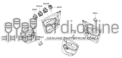 SWITCH UNIT-FR POWER WINDOW (DRIVER SIDE_ONE TOUCH) 25411-2588R 254112588R 25411 2588R