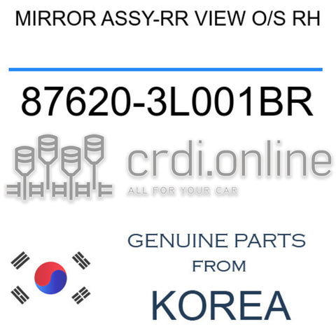 MIRROR ASSY-RR VIEW O/S RH [ORIGINAL] 87620-3L001BR 876203L001BR 87620 3L001BR