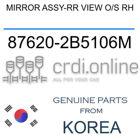 MIRROR ASSY-RR VIEW O/S RH [ORIGINAL] 87620-2B5106M 876202B5106M 87620 2B5106M