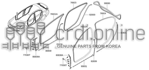 SEAL-FRONT DOOR PARTINGLH 80838-0013R 808380013R 80838 0013R