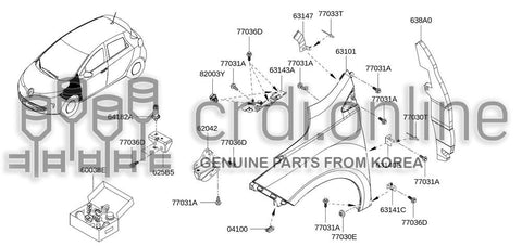 BRACKET ASSY-FRONT FENDER SKIRTLH 63141-0096R 631410096R 63141 0096R