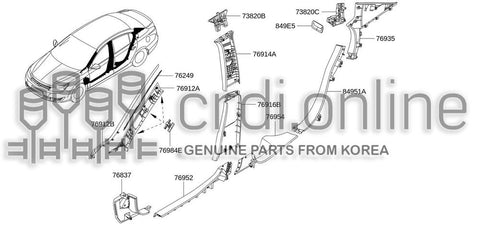 GARNISH ASSY-FRONT PILLARLH 76912-4455R 769124455R 76912 4455R