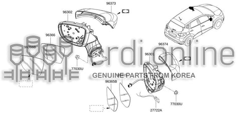 GLASS-OUTSIDE MIRROR LH 96366-1855R 963661855R 96366 1855R