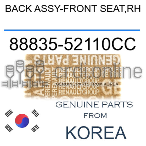 BACK ASSY-FRONT SEAT,RH [ORIGINAL] 88835-52110CC 8883552110CC 88835 52110CC