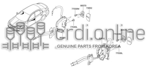 LOCK & REMOTE CONTROL ASSY-FRONT DOORRH 80502-0020R 805020020R 80502 0020R