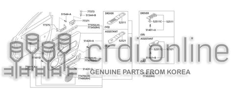 FINISHER ASSY-FRONT DOORRH 77302-51030DE 7730251030DE 77302 51030DE