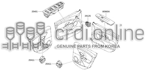 SWITCH UNIT-POWER WINDOWDRIVER 80961-8346R 809618346R 80961 8346R