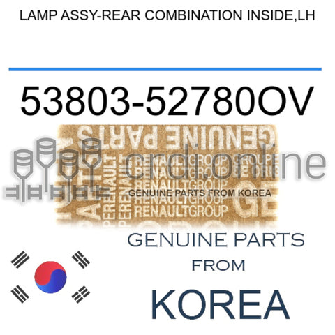 LAMP ASSY-REAR COMBINATION INSIDE,LH [ORIGINAL] 53803-52780OV 5380352780OV 53803 52780OV
