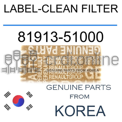 LABEL-CLEAN FILTER [ORIGINAL] 81913-51000 8191351000 81913 51000
