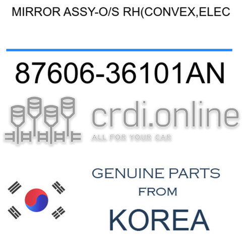 MIRROR ASSY-O/S RH(CONVEX,ELEC [ORIGINAL] 87606-36101AN 8760636101AN 87606 36101AN