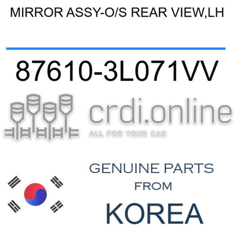 MIRROR ASSY-O/S REAR VIEW,LH [ORIGINAL] 87610-3L071VV 876103L071VV 87610 3L071VV