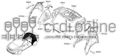 INSERT-INFLATING REAR QUARTER INNER PANEL LH 992A1-0108R 992A10108R 992A1 0108R