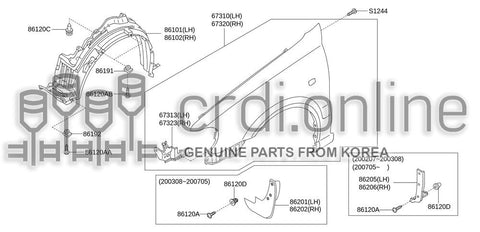 PROTECTOR ASSY-FRONT FENDERLH 86101-31000 8610131000 86101 31000